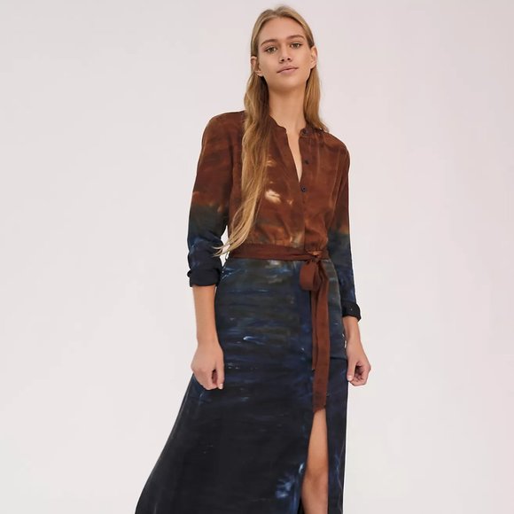 Anthropologie Cloth & Stone Perla Tie-Dye Maxi Shirtdress Size M NEW With TAGS - Picture 5 of 12